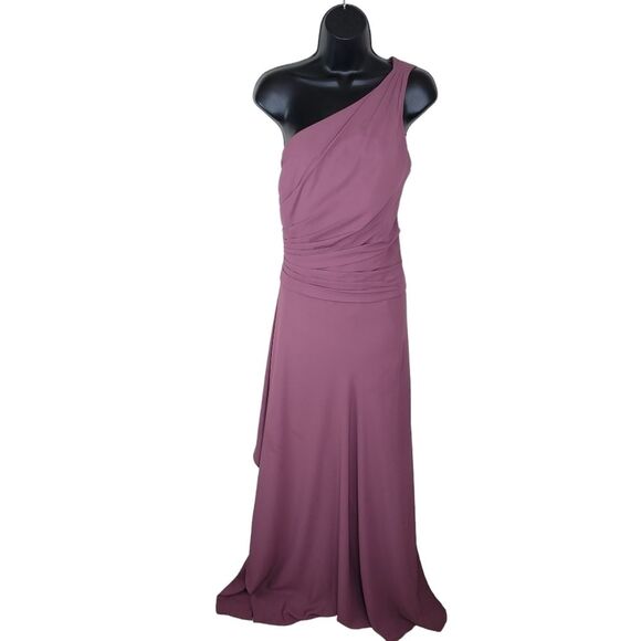 David's Bridal one-shoulder georgette cascade bridesmaid dress size 16 - Picture 1 of 7